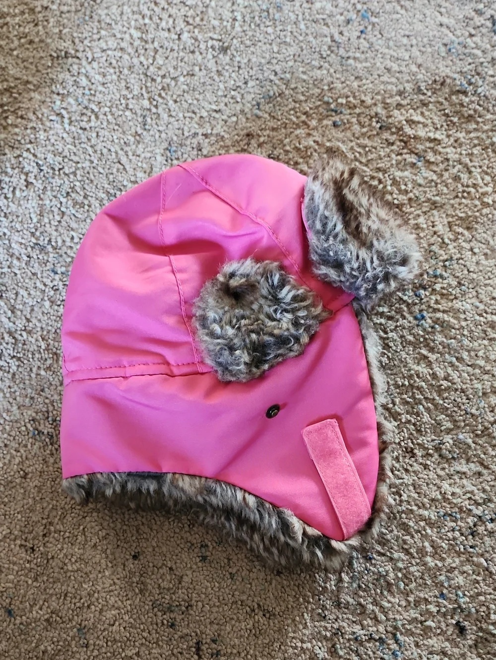 Kids Pink Faux Fur Trapper Hat